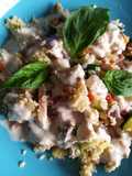 Insalata di cous cous, speck e salsa tonnata light