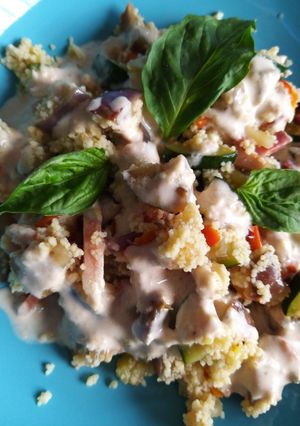 Foto di Insalata di cous cous, speck e salsa tonnata light