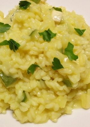 A picture of Risotto di spada e zafferano swordfish and saffron risotto.