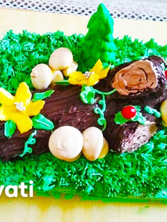A picture of Christmas Yule Log Cake / Buche De Noel.
