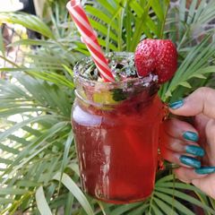 Virgin Strawberry Mojito | Mocktail In A Mug | Easy Mug Beverage A picture of Virgin Strawberry Mojito | Mocktail In A Mug | Easy Mug Beverage.