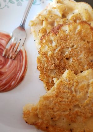 A picture of Pancakes with pasta.