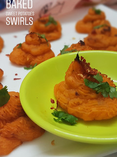 A picture of Baked sweet potatoes swirls.