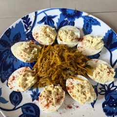 A picture of Deviled eggs.