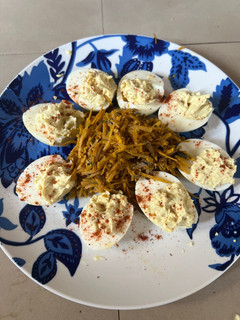 A picture of Deviled eggs.