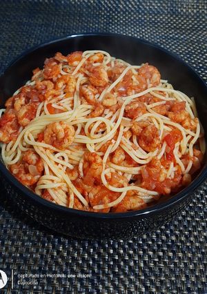 Una foto de Spaghetti con camarones