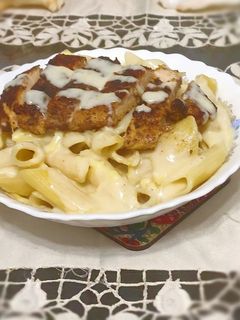صورة لوصفة مكرونة ألفريدو الدجاج بالوايت صوص 🍝🍝