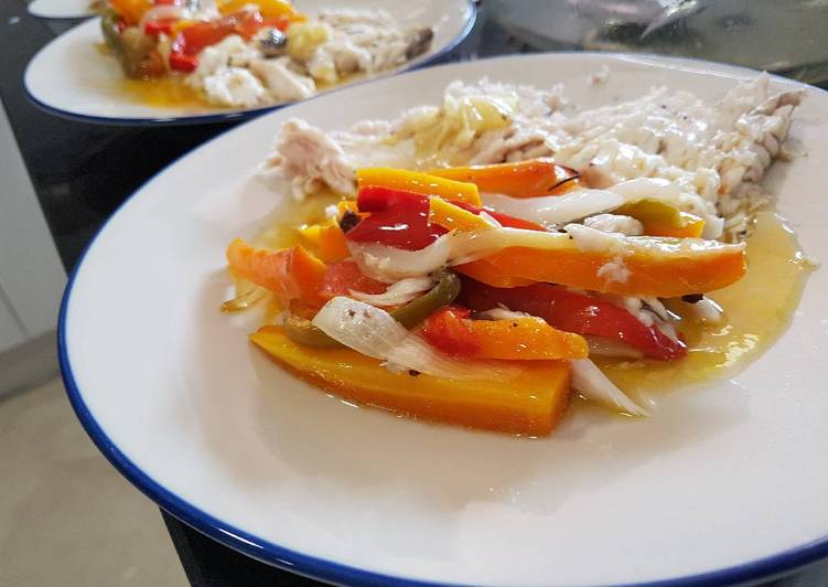 Steps to Make Award-winning One-pot roasted fish and vegetables