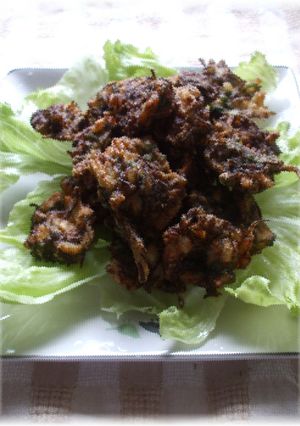 A picture of Mozuku Tempura: A Recipe from an Okinawan Mentor.