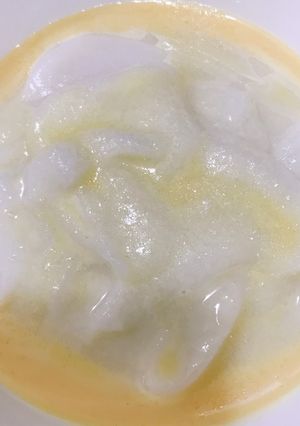 A picture of White pap and milk.