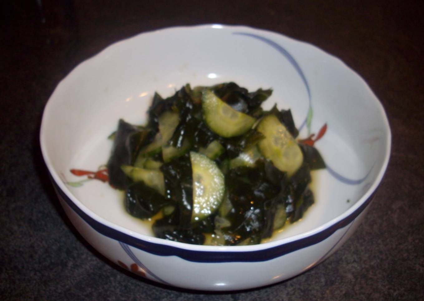 Refreshing cucumber and wakame (sea vegetable) sweet and sour salad