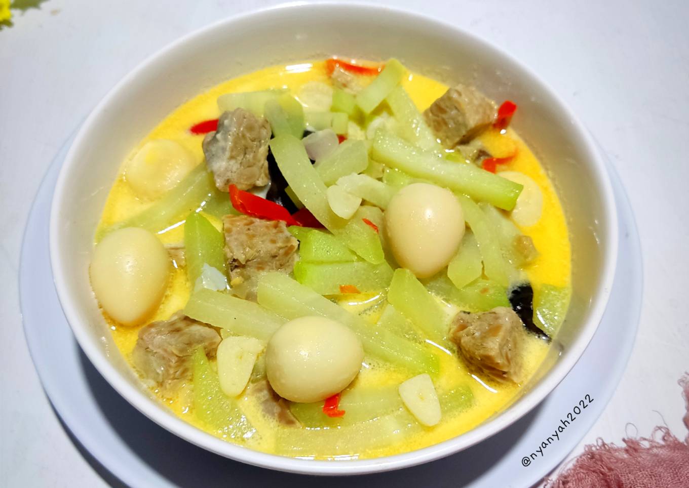 Sambal goreng labu siam tempe dan telur puyuh
