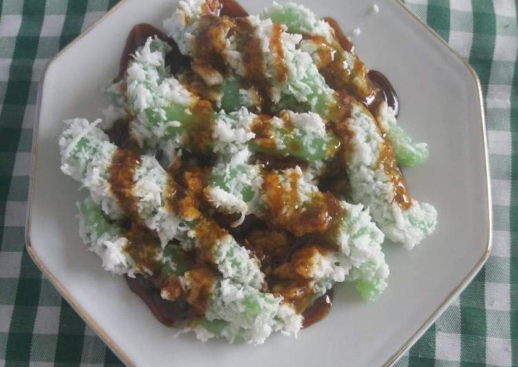 resep cara mengolah Cenil Pandan Saus Gula Merah