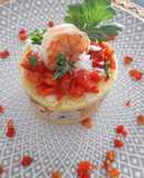 Causa Rellena con Atún y Langostinos a lo Carmelita