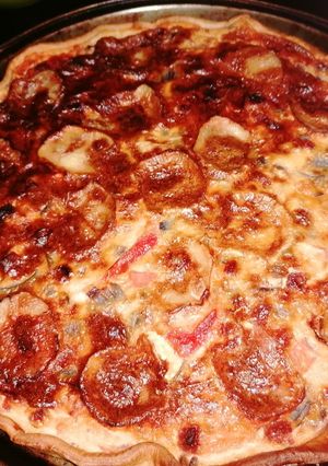 Une photo de Quiche fromage de chèvre et chorizo