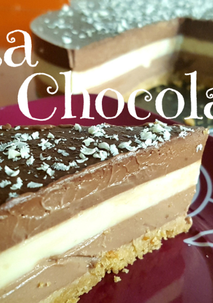 Una foto de Como hacer Tarta 3 chocolates, sin horno, rápida y fácil