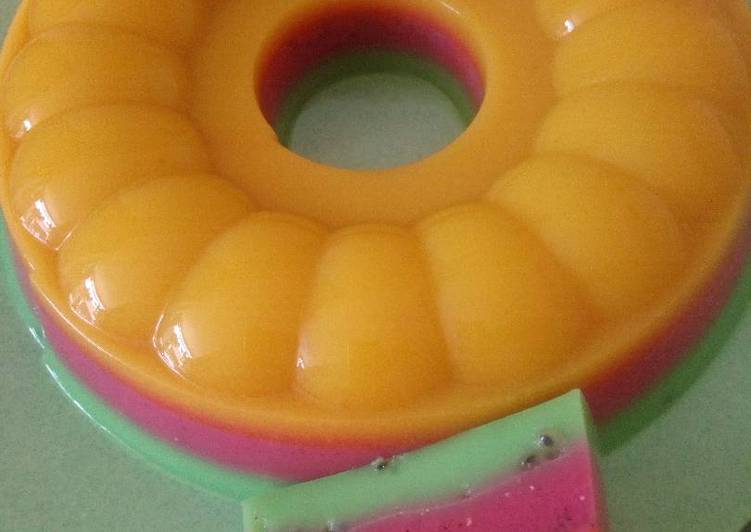 Resep Puding Mangga 3 rasa Anti Gagal