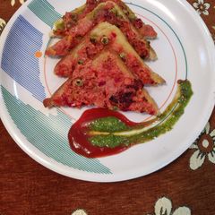 A picture of Instant mix veg bread Besan sooji toast.