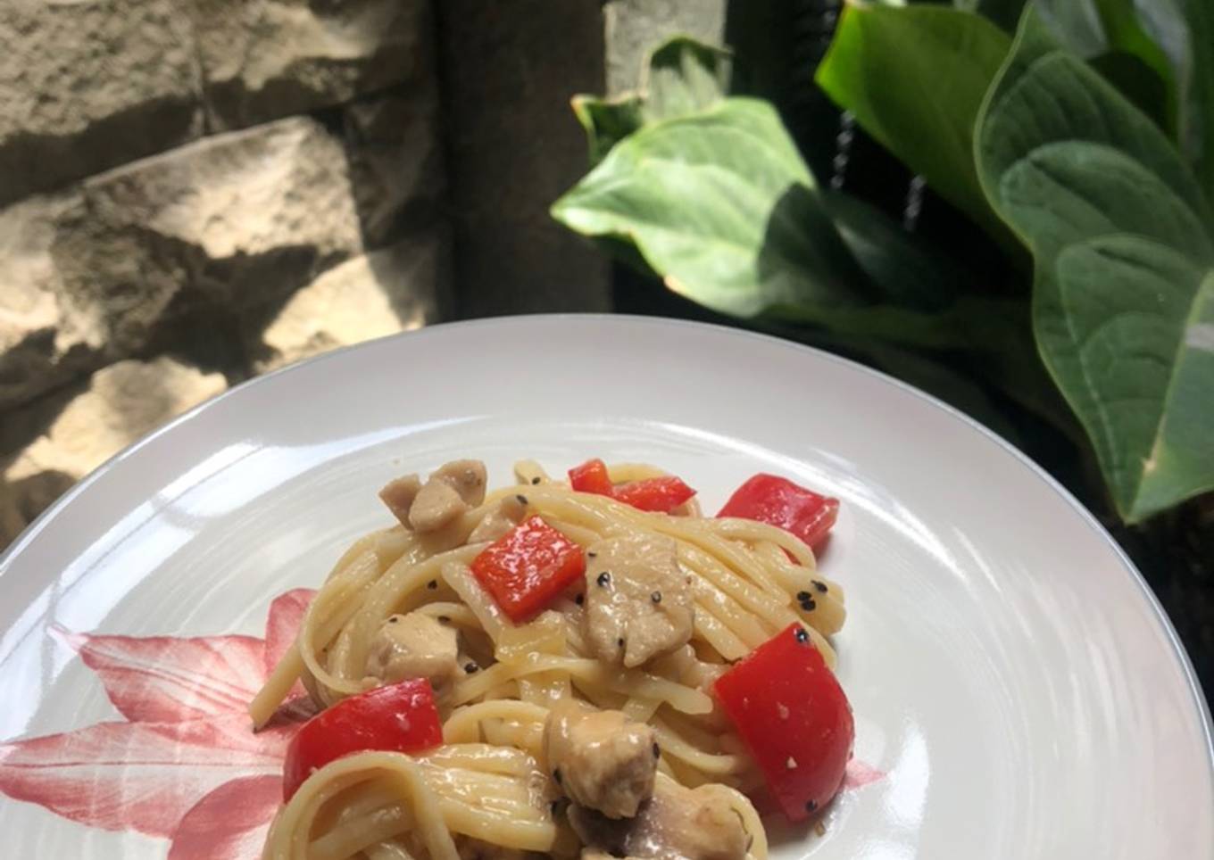 Black Pepper Chicken Fettucine (Fettucini Ayam Lada Hitam) ala Alysha