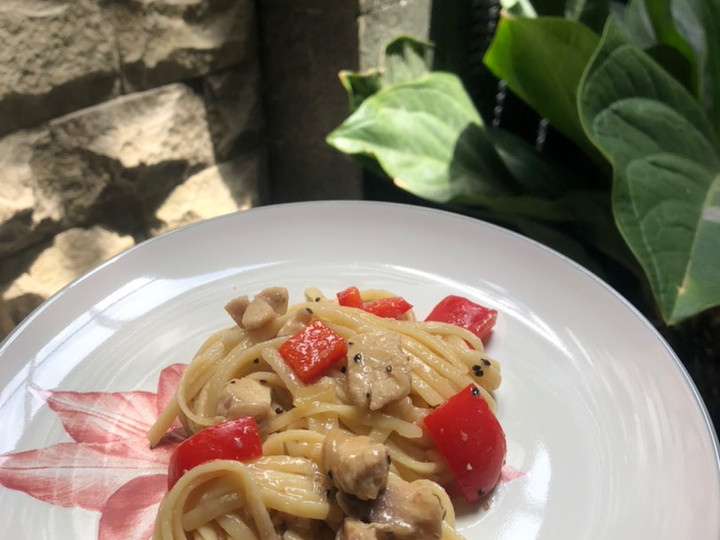 Cara Bikin Black Pepper Chicken Fettucine (Fettucini Ayam Lada Hitam) ala Alysha Menu Enak Dan Mudah Dibuat