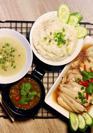 รูปของ ข้าวมันไก่สิงคโปร์ 🇸🇬 (ฉบับตัวผมเองนะครับ) น้ำจิ้มซีฟู้ดเต้าเจี้ยว Singapore Chicken Rice