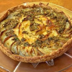 Green and chermoula potato pie A picture of Green and chermoula potato pie.