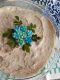 Espuma de fruta con queso Quark y yogurt griego al cacao