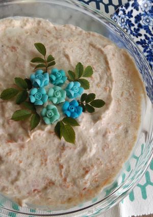 Una foto de Espuma de fruta con queso Quark y yogurt griego al cacao