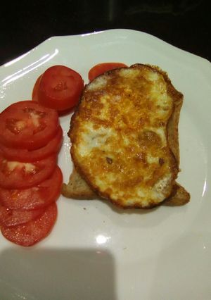 A picture of Fried egg on a toast.