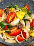 Stir-Fried Beef with Pineapple, Tomato, Onion, and Celery