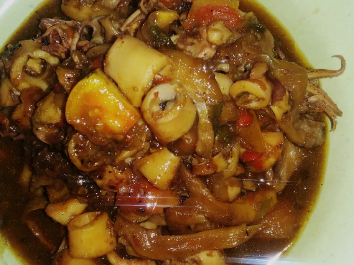 Langkah Gampang Membuat Resep  Cumi asin jamur pedas manis yang Menggugah Selera, Bikin Ketagihan