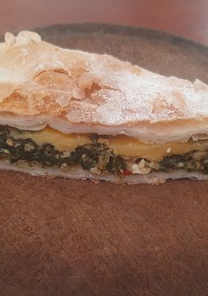 Una foto de Tarta de espinaca y soja texturizada