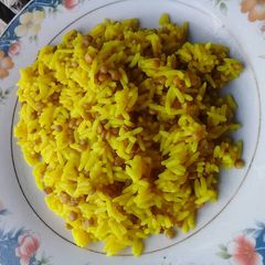 A picture of Rice with lentils.
