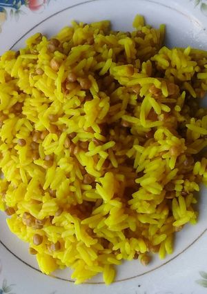 A picture of Rice with lentils.