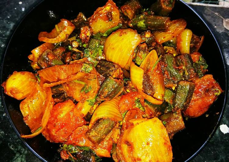 Recipe of Super Quick Homemade #Ramadan.. Bhindi tometo de pyaza