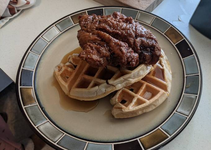 Simple Way to Prepare Ultimate Eric's Chicken and Waffles with Maple Bourbon Syrup