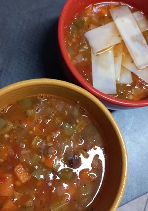 A picture of Italian Vegetable and Lentil Soup.