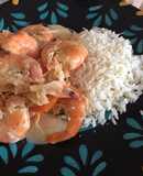 Camarones en crema de coco