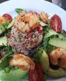 Ensalada con cous-cous y langostinos