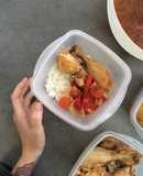 Pollo con verduras y arroz para llevar (Combinación de Batchcooking)