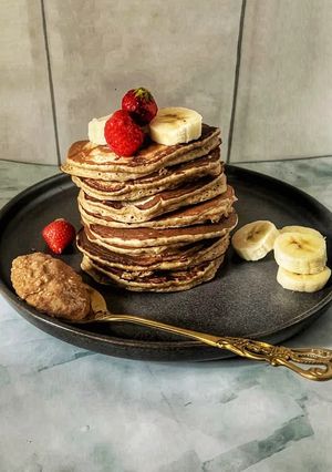 Φωτογραφία της συνταγής Pancakes με μπανάνα, βρώμη, σπόρους και φυσικά άρωμα κανέλας