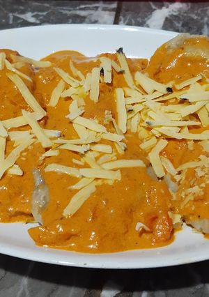 Una foto de Sorrentinos Masa de avena con repollo agridulce, Jamón y Queso🍝