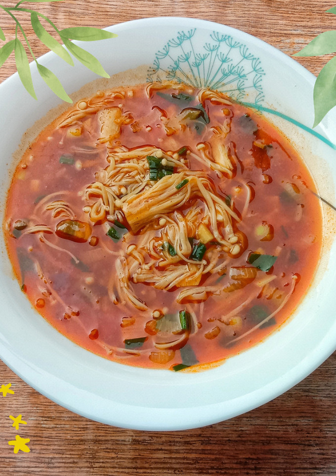 Foto resep Jamur Enoki Pedas Simpel Tanpa Saus Gogunjang