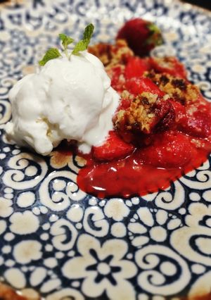 A picture of Strawberry crumble.