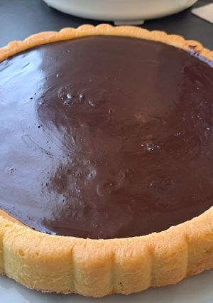 Une photo de Tarte moelleuse chocolat caramel