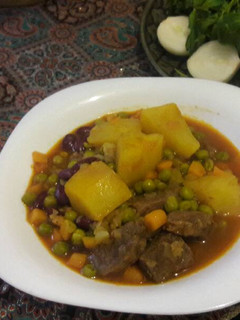 A picture of Meat and potato stew.