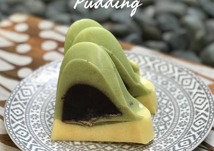 Puding Lumut Coklat Mentega - Pandan Choco Butter Pudding