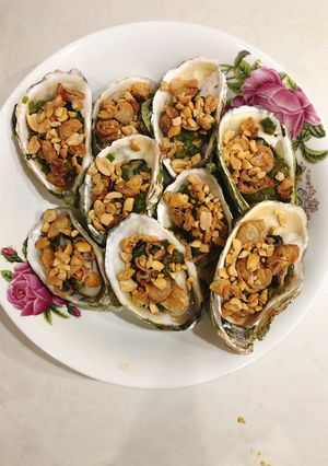 Hình của món Hàu nướng mỡ hành.