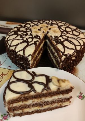 Kakaós tejszelet banánnal recept fotója