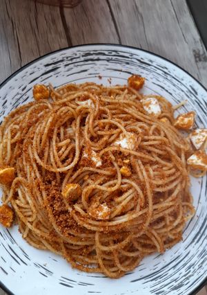 Una foto de Fideos con pan rallado